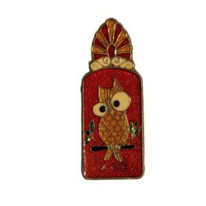 Vintage Brass Enamel Owl of Athena Desk Paper Clip Greece Souvenir Acropolis